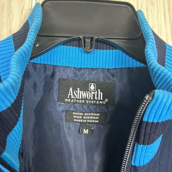 Ashworth Men's Weather Systems Golf Navy Blue Striped Short Sleeve Windbreaker M - Picture 5 of 9